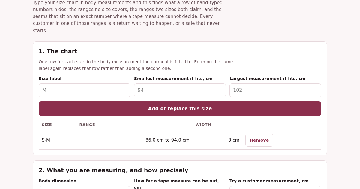 TallaCorrecta: A Size Chart With No Holes In It